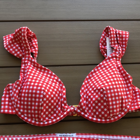 Weworewhat high waisted red gingham plaid bikini - Picture 2 of 6